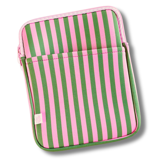 E-reader / Tablet Sleeve / Book Sleeve - Pink & Green Stripes