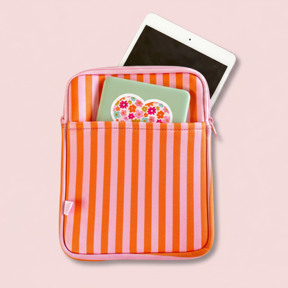 E-reader / Tablet Sleeve / Book Sleeve - Pink & Orange Stripes